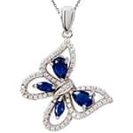 آویز طلا و جواهر با نگین یاقوت کبود و الماس تراش برلیان طرح پروانه مدل: npdf12994