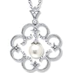 آویز طلا و جواهر با نگین مروارید و الماس تراش برلیان مدل: npdf12998