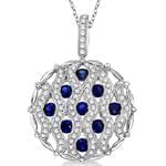 آویز طلا و جواهر با نگین یاقوت کبود و الماس تراش برلیان مدل: npdf130001