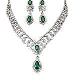 سرویس طلا و جواهر با نگین زمرد و الماس تراش برلیان مدل: bset2182 