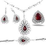 سرویس طلا و جواهر با نگین یاقوت قرمز و الماس تراش برلیان مدل: bset21805