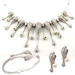 سرویس طلا و جواهر با نگین مروارید و الماس تراش برلیان مدل: bset2186