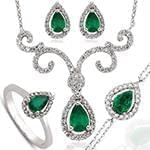 سرویس طلا و جواهر با نگین زمرد و الماس تراش برلیان مدل: bset2189