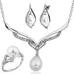 سرویس طلا و جواهر با نگین مروارید و الماس تراش برلیان مدل: bset2190