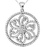 آویز طلای سفید با نگین الماس تراش برلیان طرح گل: مدل pdb2145