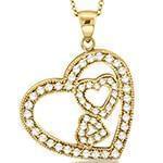 آویز طلای زرد با نگین الماس تراش برلیان طرح قلب: مدل pdb2146