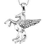 آویز طلای سفید با نگین الماس تراش برلیان طرح اسب: مدل pdb2149