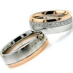 حلقه ست ازدواج طلا با نگین الماس تراش برلیان مدل: srd1385 