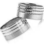 حلقه ست ازدواج طلای سفید با نگین الماس تراش برلیان مدل: srd1390