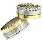 حلقه ست ازدواج طلای زرد و سفید با نگین الماس تراش برلیان مدل: srd1391