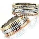 حلقه ست ازدواج طلای سه رنگ با نگین الماس تراش برلیان مدل: srd1392