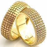 حلقه ست ازدواج طلای زرد با نگین الماس تراش برلیان مدل: srd1394