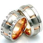 حلقه ست ازدواج طلا با نگین الماس تراش برلیان مدل: srd1395