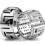 حلقه ست ازدواج طلای سفید با نگین الماس تراش برلیان طرح ورساچی مدل: srd1396