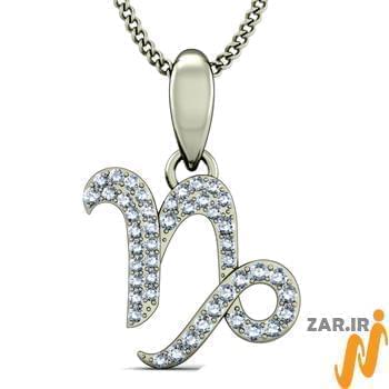 آویز ماه تولد طلا و جواهر با نگین الماس تراش برلیان طرح دی مدل: zpdf1003