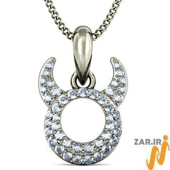 آویز ماه تولد طلا و جواهر با نگین الماس تراش برلیان طرح اردیبهشت مدل: zpdf1011