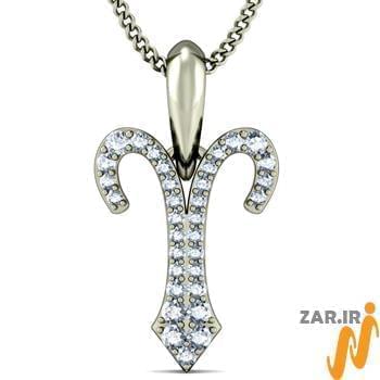 آویز ماه تولد طلا و جواهر با نگین الماس تراش برلیان طرح فروردین مدل: zpdf1012