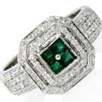 انگشتر طلا و جواهر با نگین زمرد و الماس تراش برلیان: مدل rgf1439