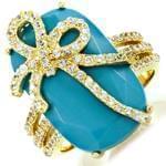 انگشتر طلا و جواهر با نگین فیروزه و الماس تراش برلیان طرح پاپیون: مدل rgf1440