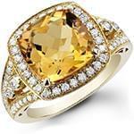 انگشتر طلا و جواهر با نگین سیترین و الماس تراش برلیان: مدل rgf1444