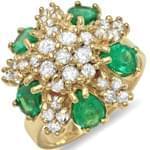 انگشتر طلا و جواهر با نگین زمرد و الماس تراش برلیان : مدل rgf1447