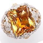 انگشتر طلا و جواهر با نگین سیترین و الماس تراش برلیان: مدل rgf1453