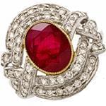 انگشتر طلا و جواهر با نگین یاقوت قرمز و الماس تراش برلیان: مدل rgf1454