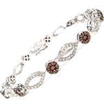 دستبند طلا سفید زنانه با نگین گارنت و الماس تراش برلیان مدل: bdf1210