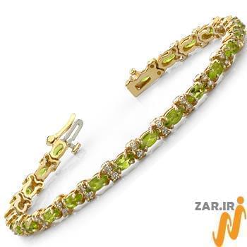 مدل دستبند طلا و جواهر با نگین زبرجد و الماس تراش برلیان مدل: bdf1212