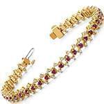 مدل دستبند طلا و جواهر زنانه یاقوت قرمز و الماس تراش برلیان مدل: bdf1213