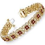 مدل دستبند طلا زرد با نگین یاقوت قرمز و الماس تراش برلیان مدل: bdf1216