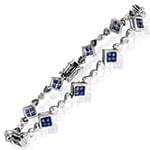 مدل دستبند طلا و جواهر با نگین یاقوت کبود و الماس تراش برلیان مدل: bdf1219