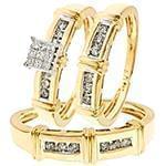 حلقه، پشت حلقه و حلقه مردانه ست با نگین الماس تراش برلیان و پرنس مدل: srd1397