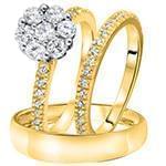 حلقه فلاور، پشت حلقه و حلقه مردانه ست با نگین الماس تراش برلیان مدل: srd1401