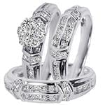 حلقه فلاور، پشت حلقه و حلقه مردانه ست با نگین الماس تراش برلیان مدل: srd1402