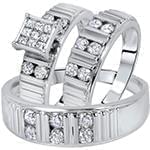 حلقه، پشت حلقه و حلقه مردانه ست با نگین الماس تراش برلیان و پرنس مدل: srd1405