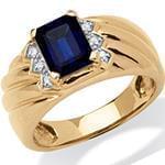 انگشتر طلا و جواهر با نگین یاقوت کبود و الماس تراش برلیان: مدل rgm1476