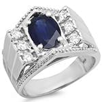 انگشتر طلا و جواهر با نگین یاقوت کبود و الماس تراش برلیان: مدل rgm1483