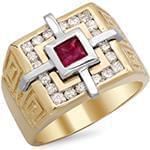 انگشتر جواهر با نگین یاقوت قرمز و الماس تراش برلیان طرح ورساچی: مدل rgm1484