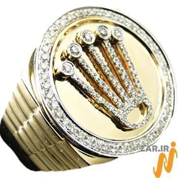 انگشتر مردانه رولکسی جواهر با نگین انیکس و الماس تراش برلیان پایه رولکسی: مدل rgm1486