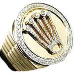 انگشتر رولکسی جواهر با نگین الماس تراش برلیان پایه رولکسی: مدل rgm1486