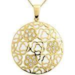 آویز طلای زرد با نگین الماس تراش برلیان طرح گل: مدل pdb2157