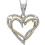 آویز قلب طلای زرد و سفید با نگین الماس تراش برلیان: مدل pdb2158