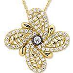 آویز طلای زرد با نگین الماس تراش برلیان طرح گل: مدل pdb2159