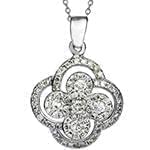 آویز طلای سفید با نگین الماس تراش برلیان طرح گل: مدل pdb2160