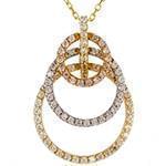 آویز طلای زرد،  سفید و رزگلد با نگین الماس تراش برلیان طرح دوار: مدل pdb2165