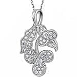 آویز طلای سفید با نگین الماس تراش برلیان طرح گل: مدل pdb2167