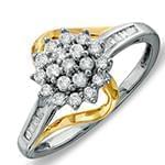 حلقه و انگشتر فلاور (flower) جواهر با نگین الماس تراش برلیان و باگت مدل : eng2163