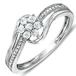 حلقه و انگشتر فلاور (flower) جواهر با نگین الماس تراش برلیان مدل : eng2167