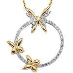 آویز طلای زرد و سفید با نگین الماس تراش برلیان طرح پروانه : مدل pdb2186